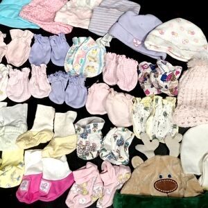 Baby mittens booties & beenies bundle